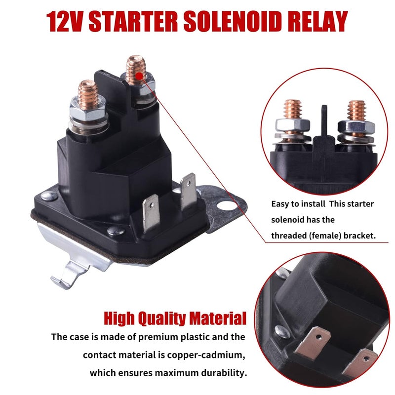 Azushwer 12V Starter Solenoid Relay Riding Lawn Mower Compatible with Cub Cadet XT1 XT2 Enduro RZT LT1 ZT1 ZT2 MTD Troy-Bilt Craftsman Yard Man Machines Zero Turn 725-06153A 725-06153 - Image 4